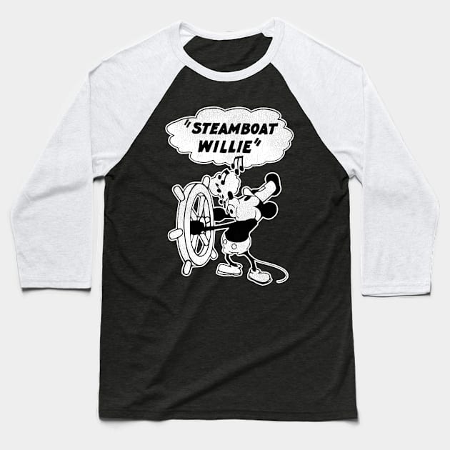 Steamboat Willie Baseball T-Shirt by darklordpug